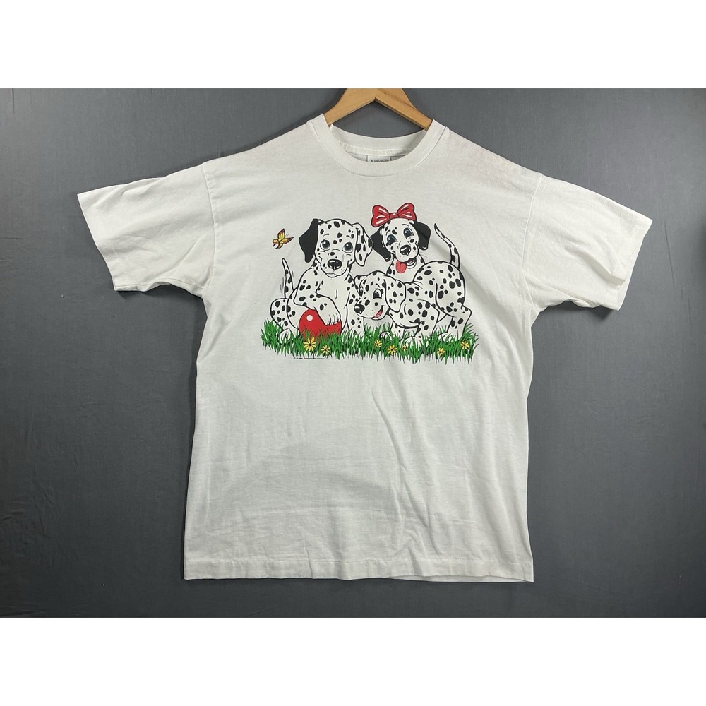 Vintage 90s Dalmation Puppy Dog Graphic TShirt XL 2 Sided Print
